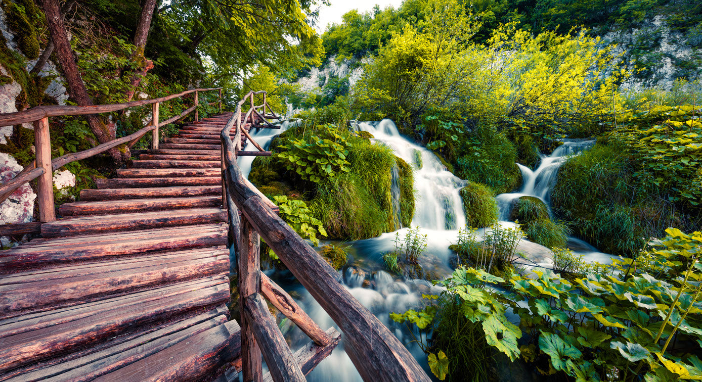 Bridge Over Waterfall Scenery Print 100% Australian Made