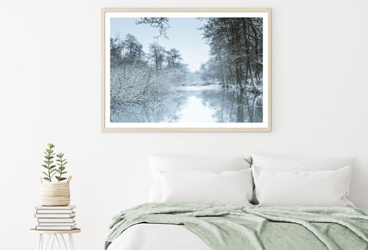Snow Covered Forest & River View Home Decor Premium Quality Poster Print Choose Your Sizes