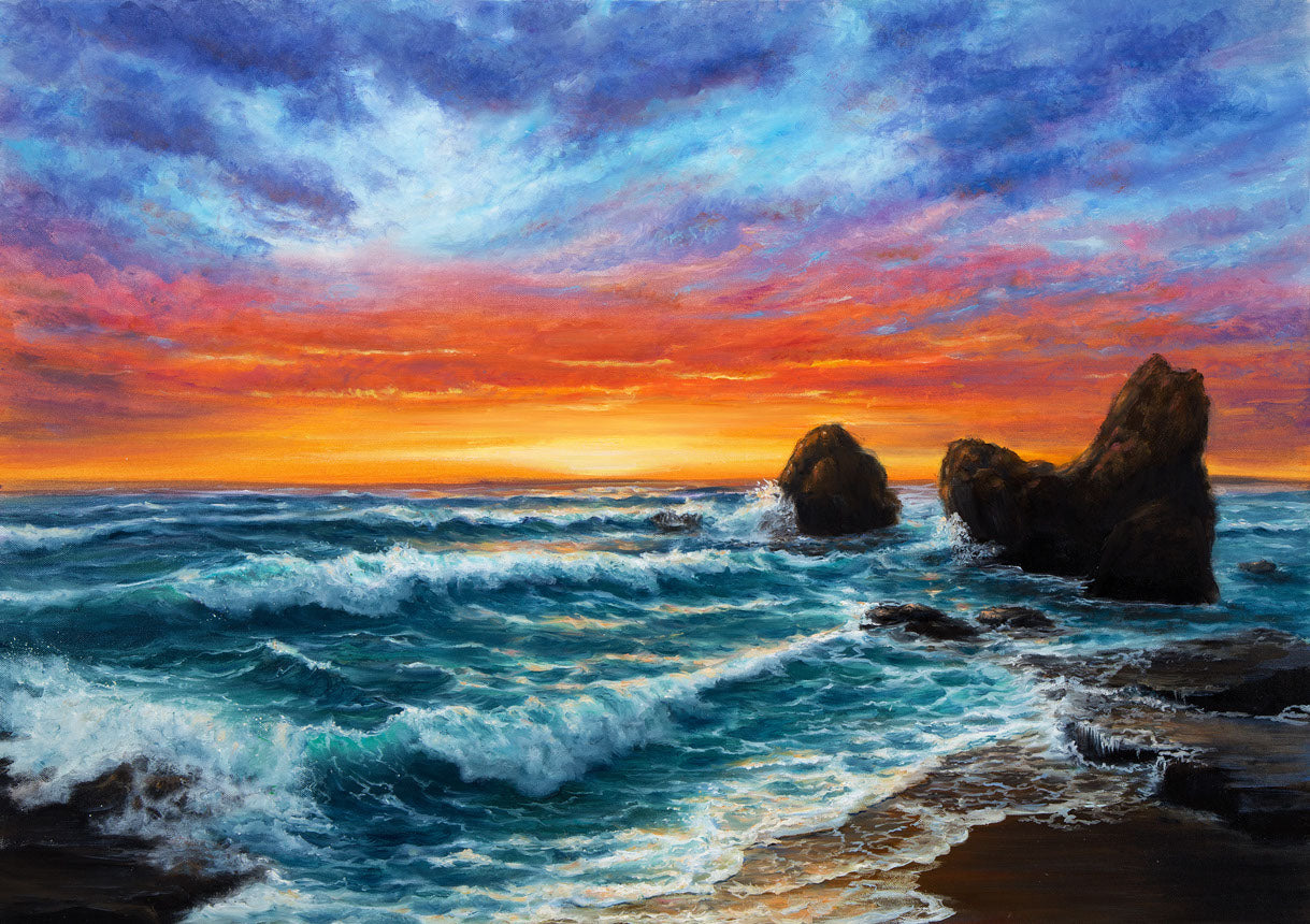 Sea Sunset Oil Painting Home Decor Premium Quality Poster Print Choose Your Sizes