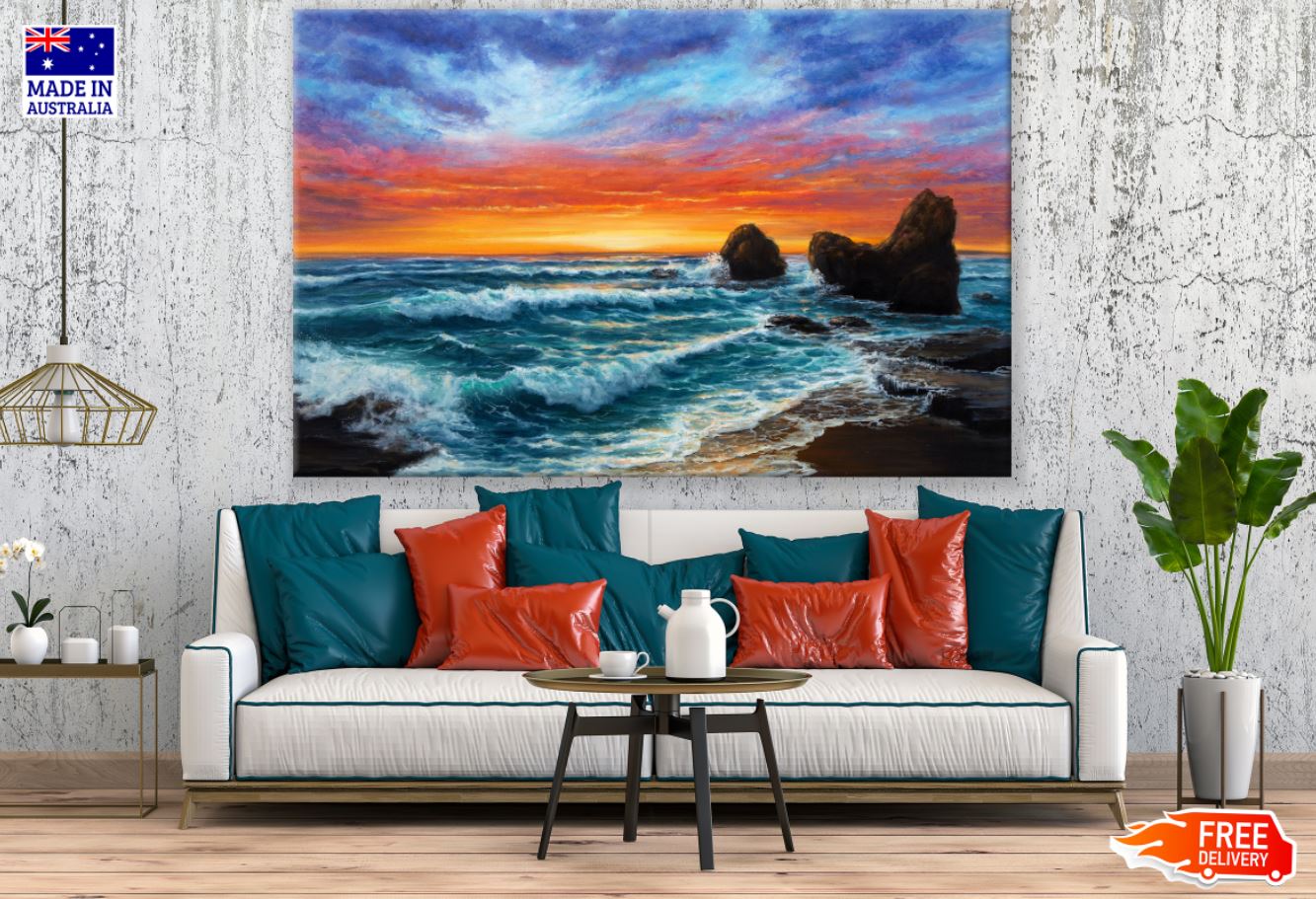 Sea Sunset Oil Painting Print 100% Australian Made