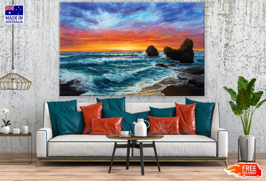 Sea Sunset Oil Painting Print 100% Australian Made