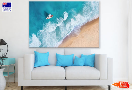 Boat on Sea Aerial Photograph Print 100% Australian Made