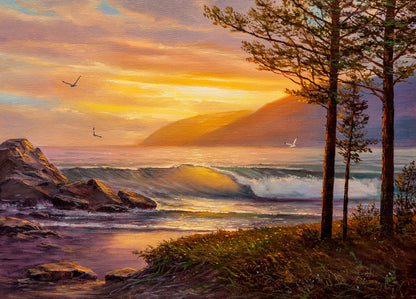 Sea Sunset Oil Painting Home Decor Premium Quality Poster Print Choose Your Sizes