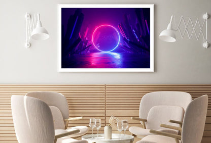 Pink & Blue Neon Circle Design Home Decor Premium Quality Poster Print Choose Your Sizes
