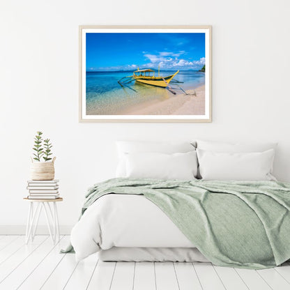 Boat Near Sea Shore Photograph Home Decor Premium Quality Poster Print Choose Your Sizes