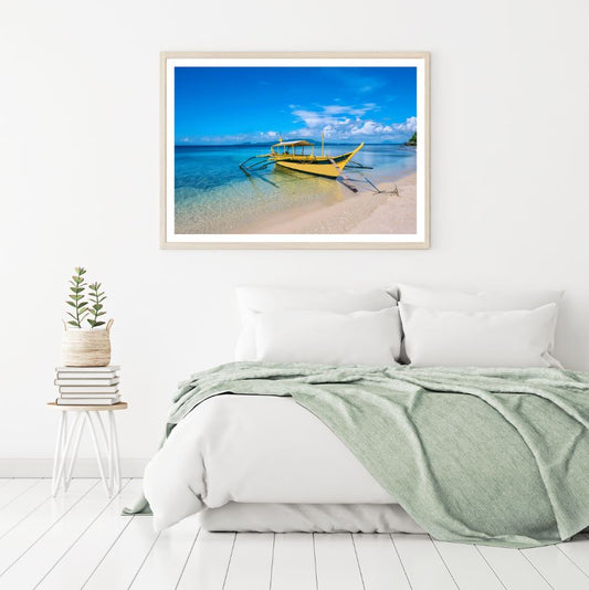 Boat Near Sea Shore Photograph Home Decor Premium Quality Poster Print Choose Your Sizes