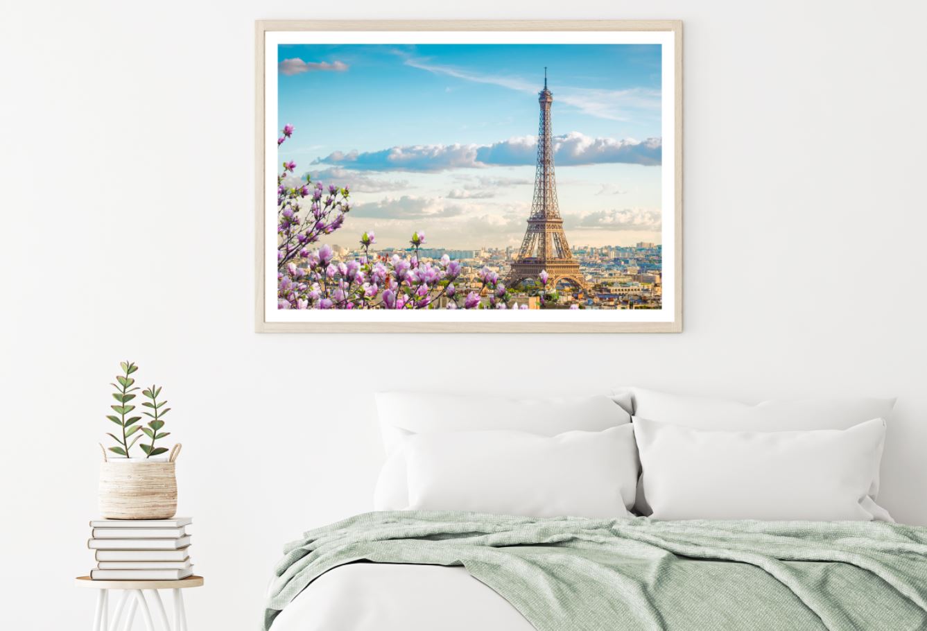 Eiffel Tower & Flowers Photograph Home Decor Premium Quality Poster Print Choose Your Sizes