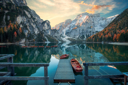 Boats on Lake with Mountain View Home Decor Premium Quality Poster Print Choose Your Sizes