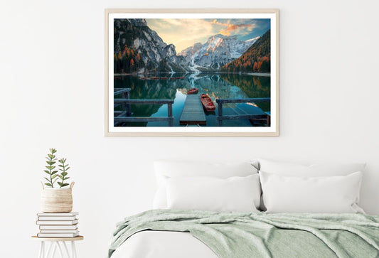 Boats on Lake Scenery Photograph Home Decor Premium Quality Poster Print Choose Your Sizes