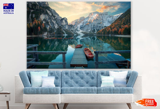 Boats on Lake Scenery Photograph Print 100% Australian Made
