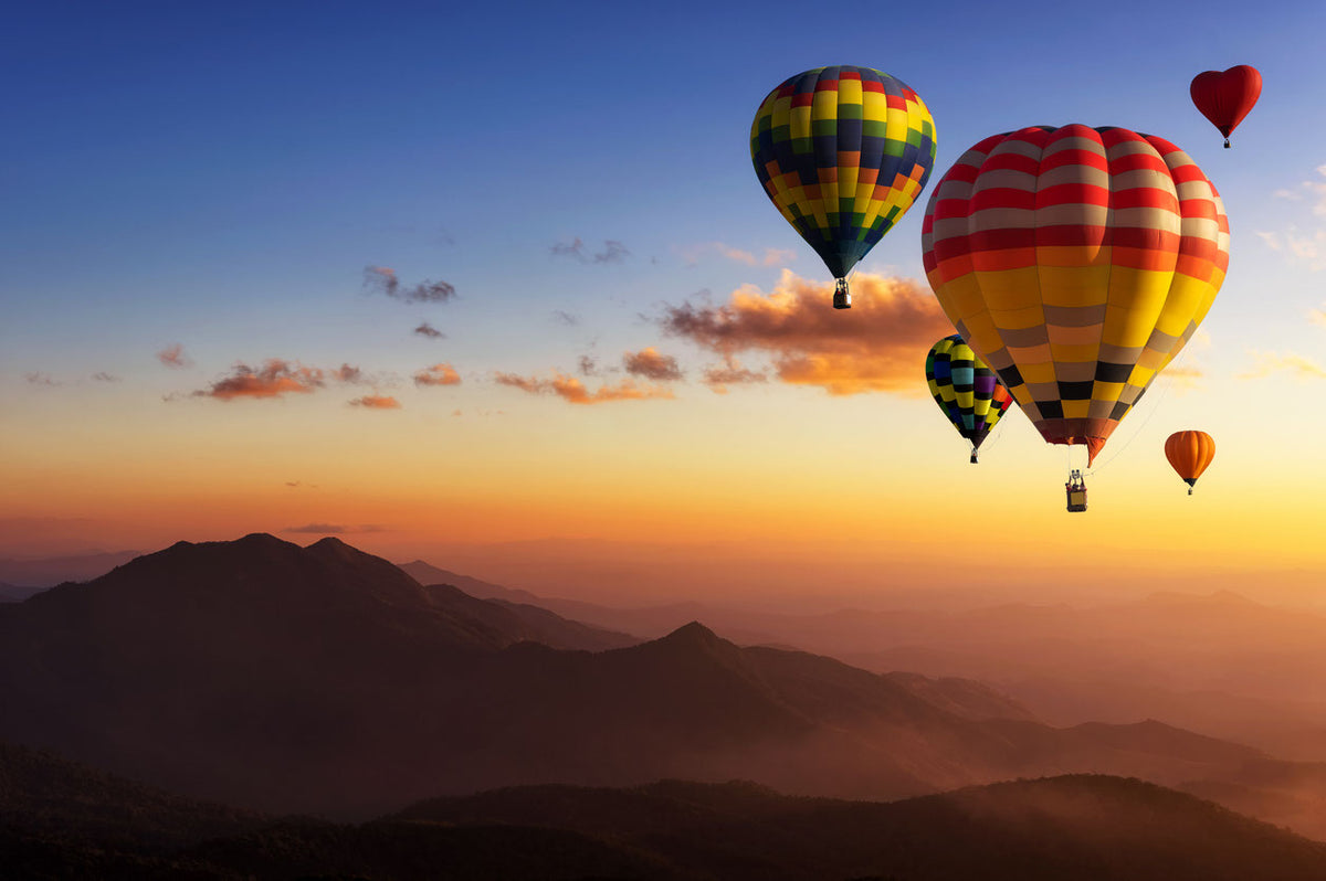 Hot Air Balloon & Sunset Sky View Print 100% Australian Made