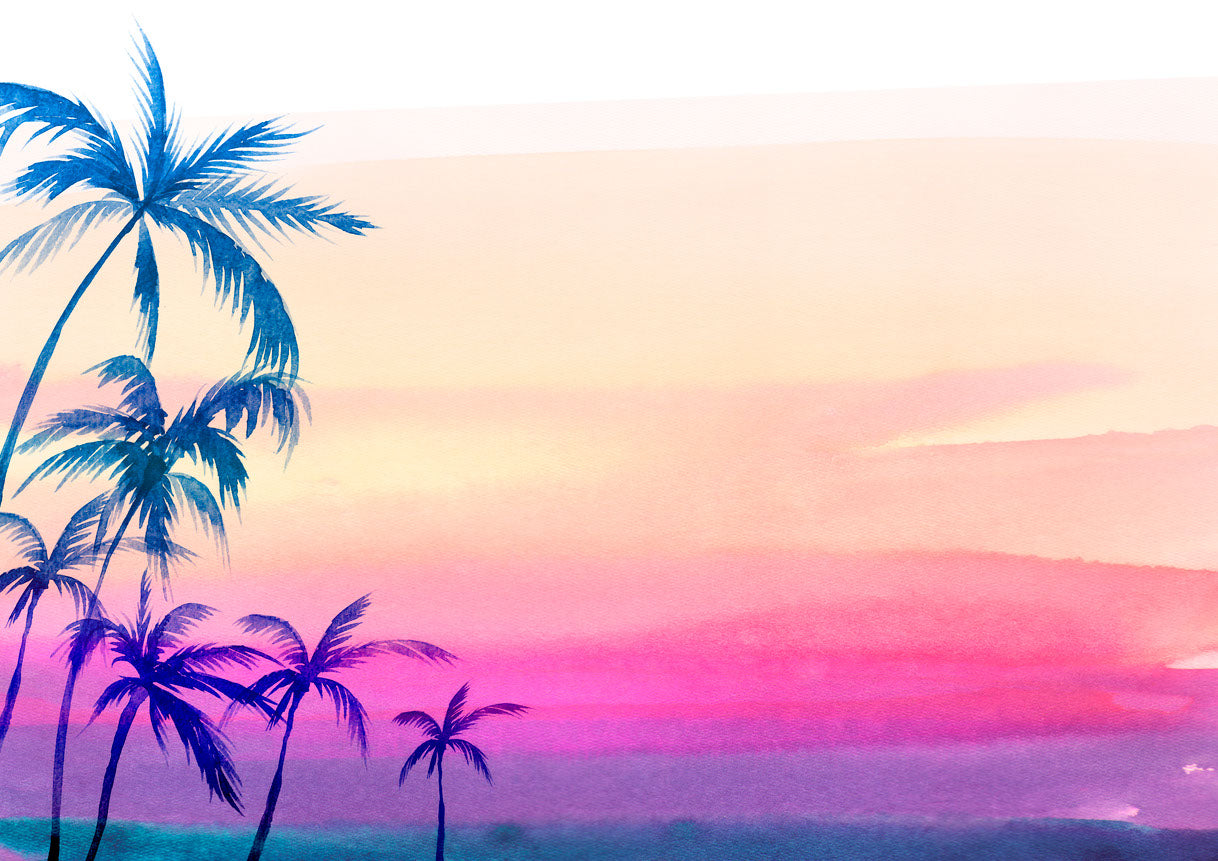 Palm Trees & Sunset Sky Painting Print 100% Australian Made