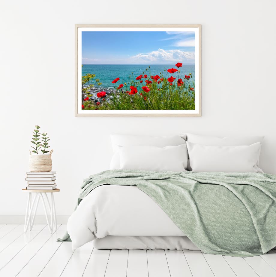 Flower Field Near Sea Photograph Home Decor Premium Quality Poster Print Choose Your Sizes