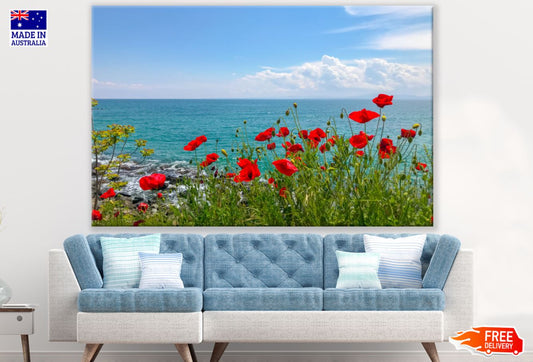 Flower Field Near Sea Photograph Print 100% Australian Made