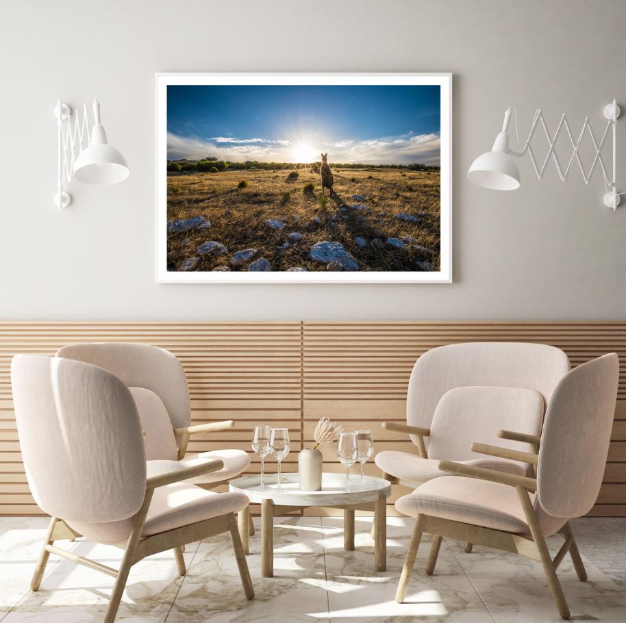 Kangaroo on Field Scenery View Home Decor Premium Quality Poster Print Choose Your Sizes