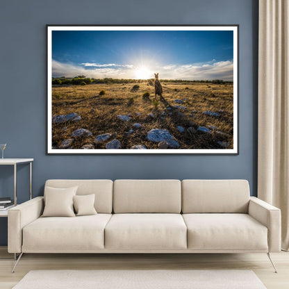 Kangaroo in Field Photograph Home Decor Premium Quality Poster Print Choose Your Sizes