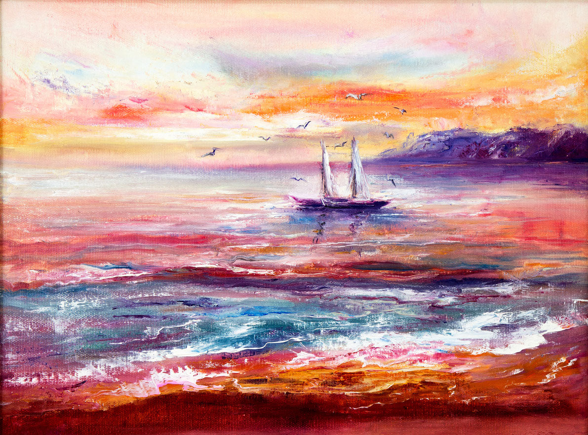 Boat on Sea Oil Painting Print 100% Australian Made