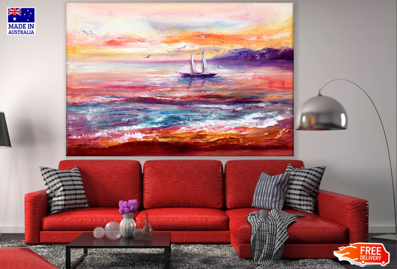 Boat on Sea Oil Painting Print 100% Australian Made