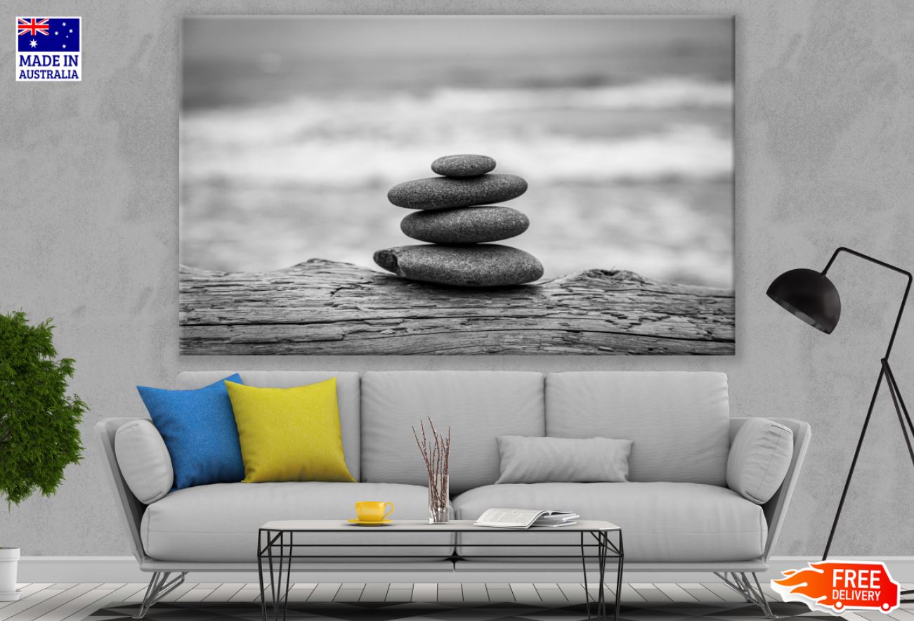 Zen Stones Closeup B&W Photograph Print 100% Australian Made