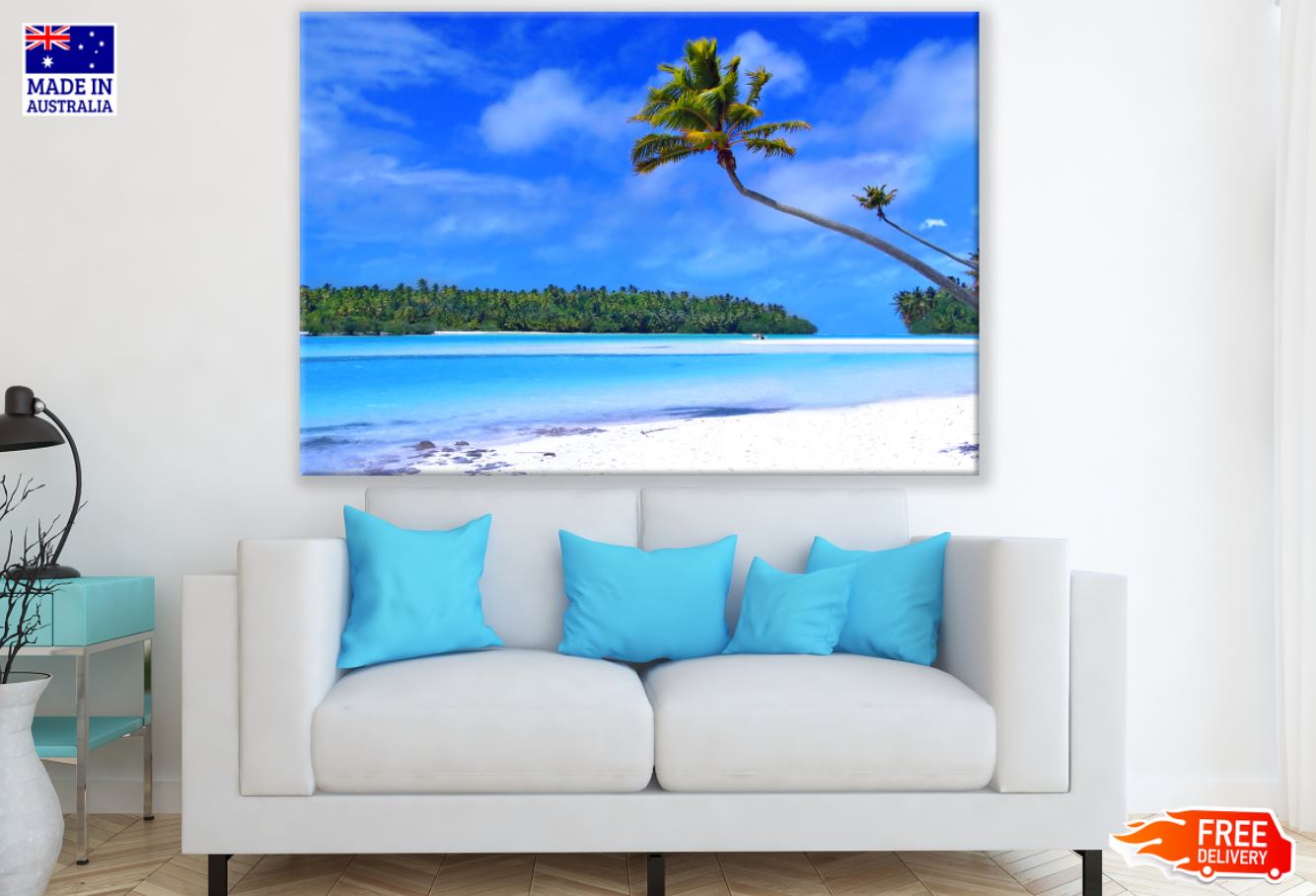 Palm Trees & Sea Scenery View Print 100% Australian Made