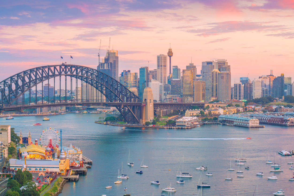 City & Sea Sunset Scenery View Print 100% Australian Made