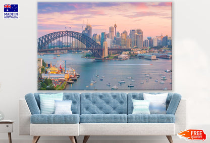 City & Sea Sunset Scenery View Print 100% Australian Made