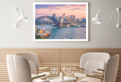 City & Sea Sunset Scenery View Home Decor Premium Quality Poster Print Choose Your Sizes