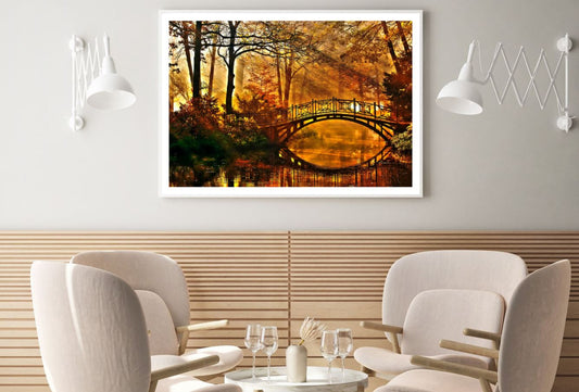 Bridge Over Pond in Forest View Home Decor Premium Quality Poster Print Choose Your Sizes