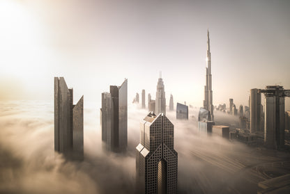 Misty City Sky View Photograph Home Decor Premium Quality Poster Print Choose Your Sizes