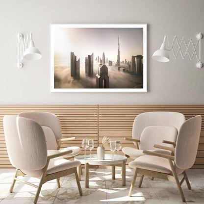 Misty City Sky View Photograph Home Decor Premium Quality Poster Print Choose Your Sizes