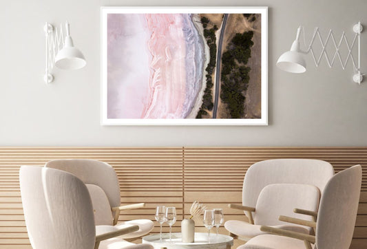 Pink Sea & Road Aerial Photograph Home Decor Premium Quality Poster Print Choose Your Sizes