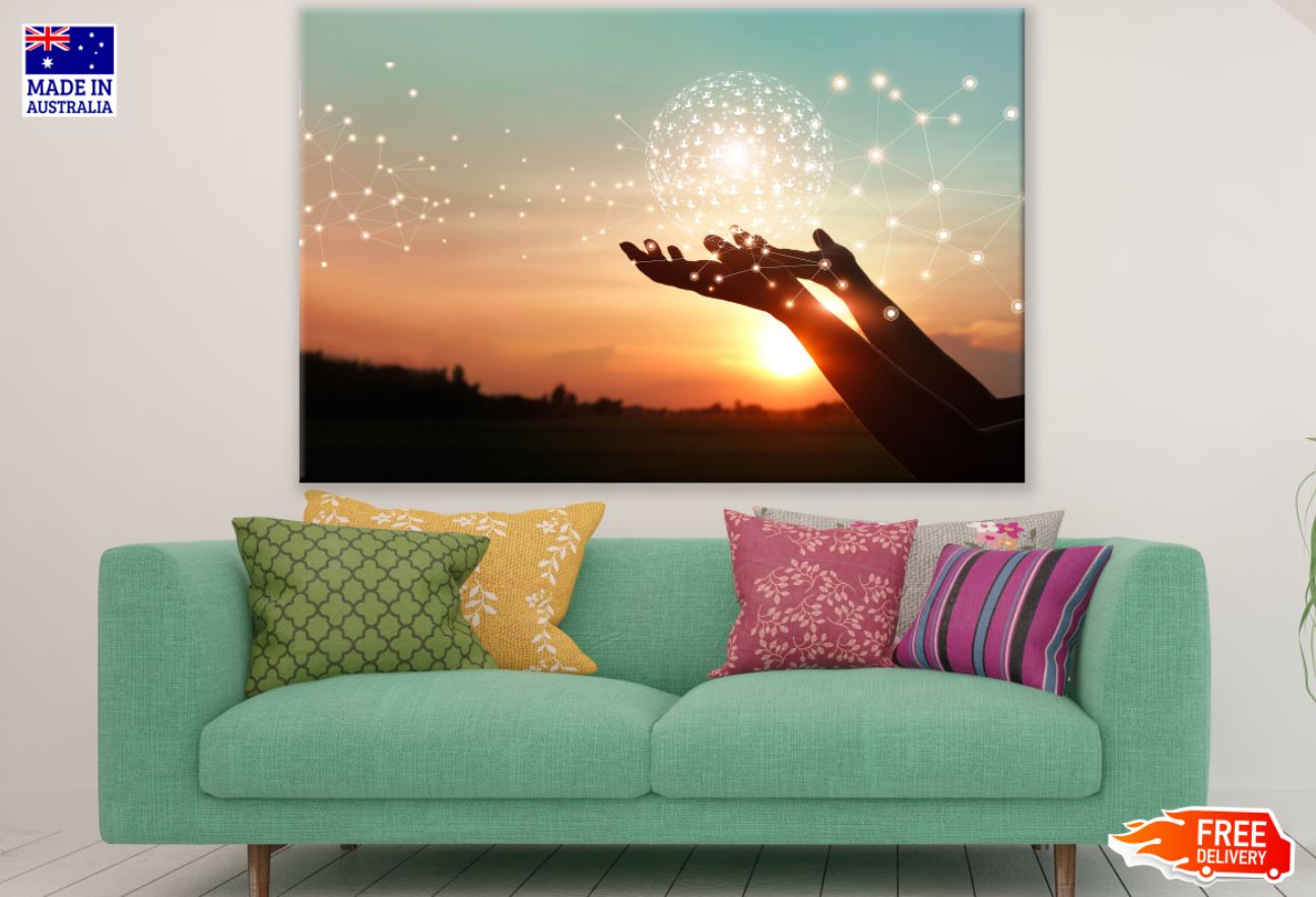 Dandelion Flowers on Hands View Print 100% Australian Made