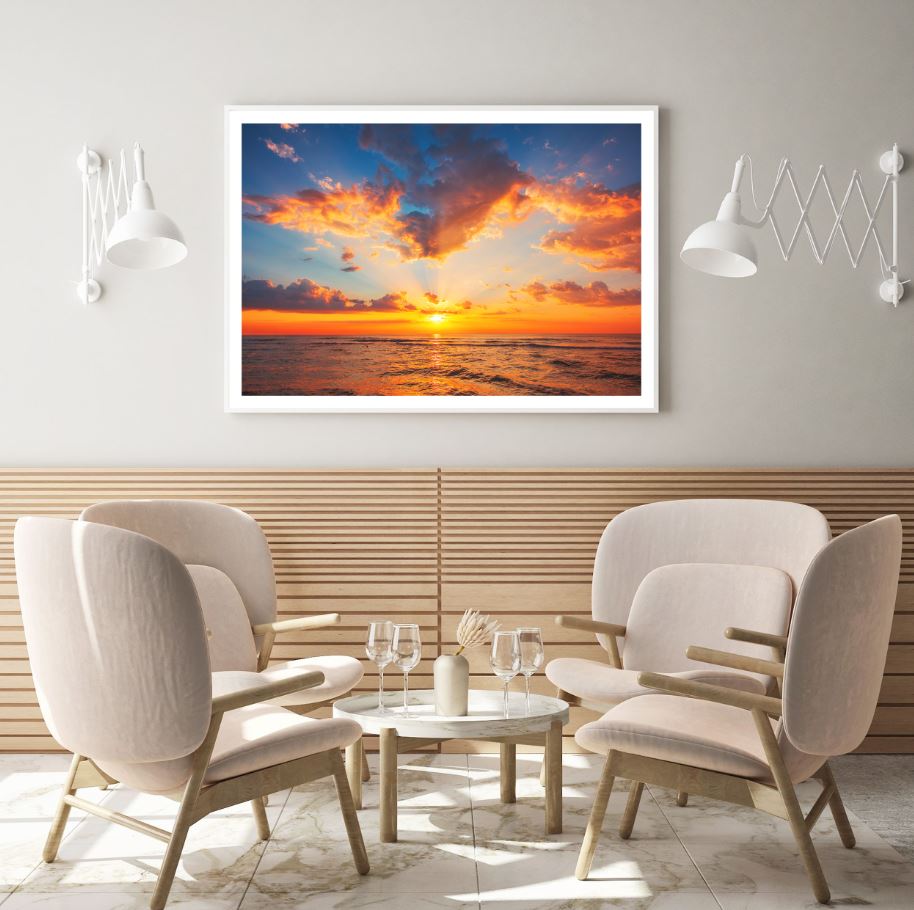 Sea Sunset Scenery Photograph Home Decor Premium Quality Poster Print Choose Your Sizes