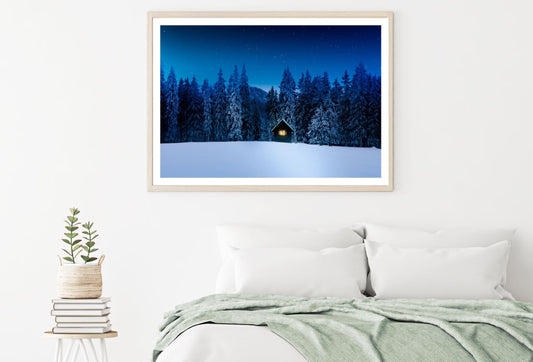 House in Snow Covered Forest View Home Decor Premium Quality Poster Print Choose Your Sizes