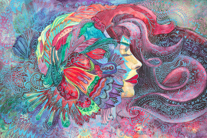 Girl & Abstract Painting Design Print 100% Australian Made