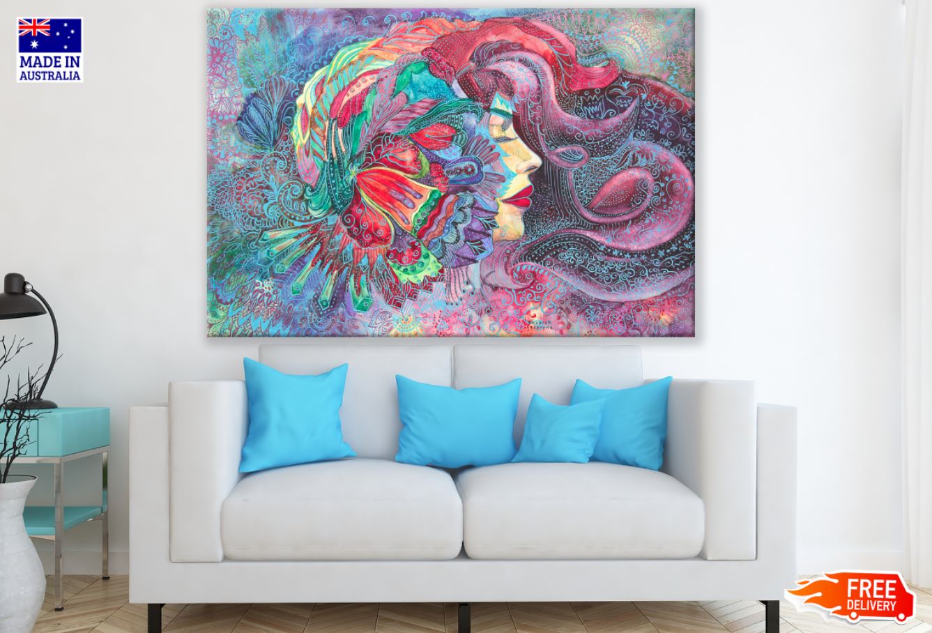 Girl & Abstract Painting Design Print 100% Australian Made
