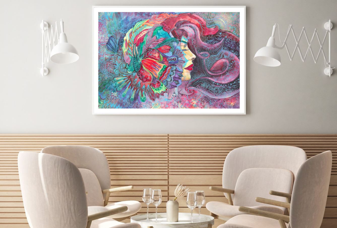 Girl & Abstract Painting Design Home Decor Premium Quality Poster Print Choose Your Sizes