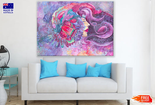 Girl & Abstract Painting Design Print 100% Australian Made