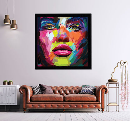 Square Canvas Female Face Abstract Painting High Quality Print 100% Australian Made