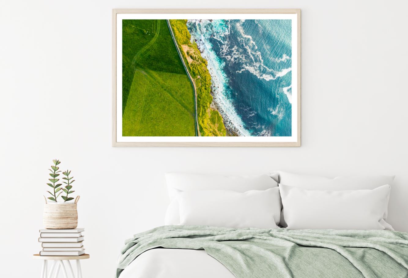 Sea Shore & Meadow Aerial View Home Decor Premium Quality Poster Print Choose Your Sizes