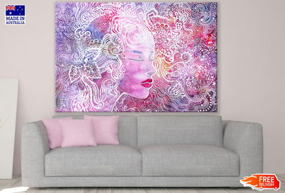 Girl Face & Abstract Pattern Art Print 100% Australian Made