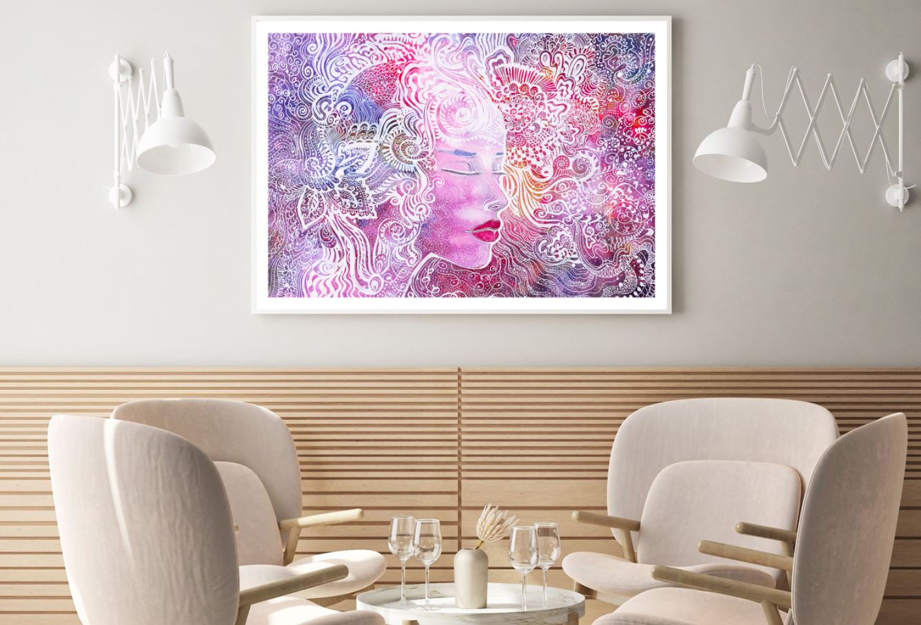 Girl Face & Abstract Pattern Art Home Decor Premium Quality Poster Print Choose Your Sizes