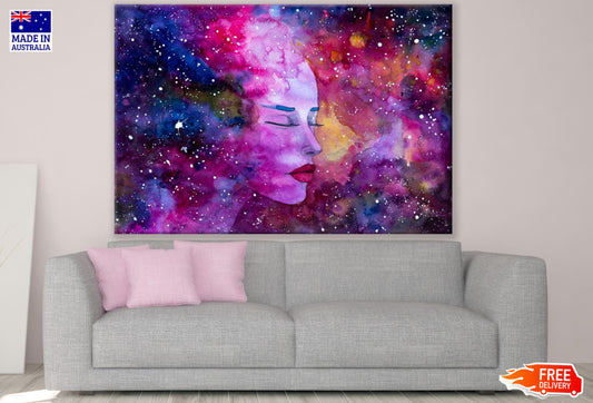 Girl Face & Abstract Pattern Art Print 100% Australian Made
