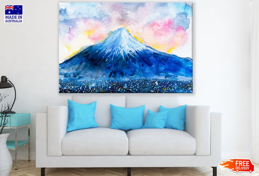 Snow Capped Mountain Watercolor Print 100% Australian Made