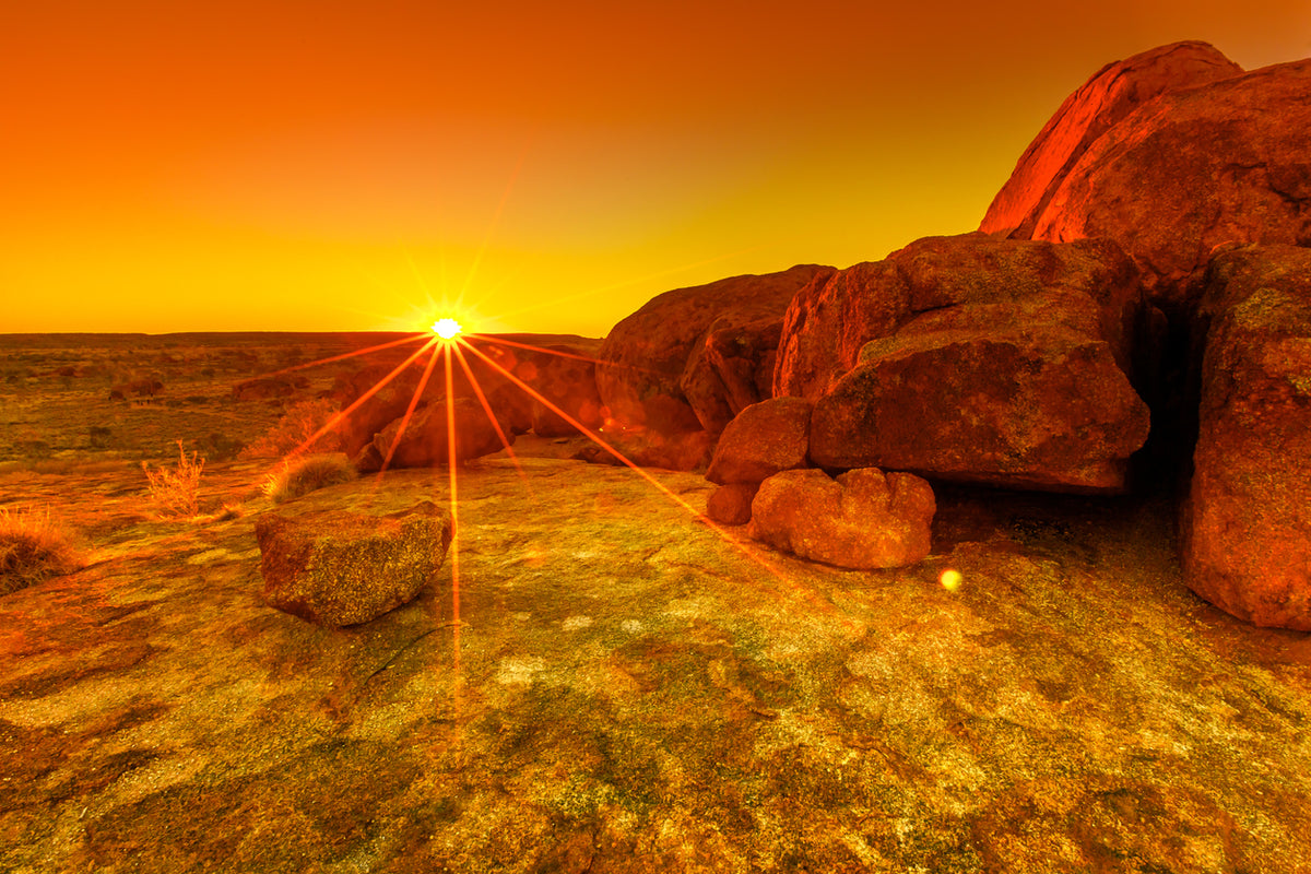 Sunset Over Huge Rocks Photograph Home Decor Premium Quality Poster Print Choose Your Sizes