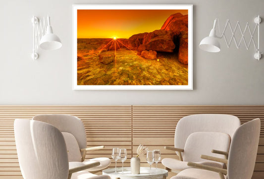 Sunset Over Huge Rocks Photograph Home Decor Premium Quality Poster Print Choose Your Sizes
