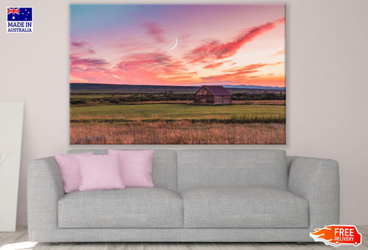 House in Field Sunset Photograph Print 100% Australian Made