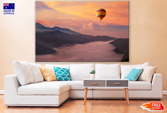 Hot Balloon Over Mountains View Print 100% Australian Made