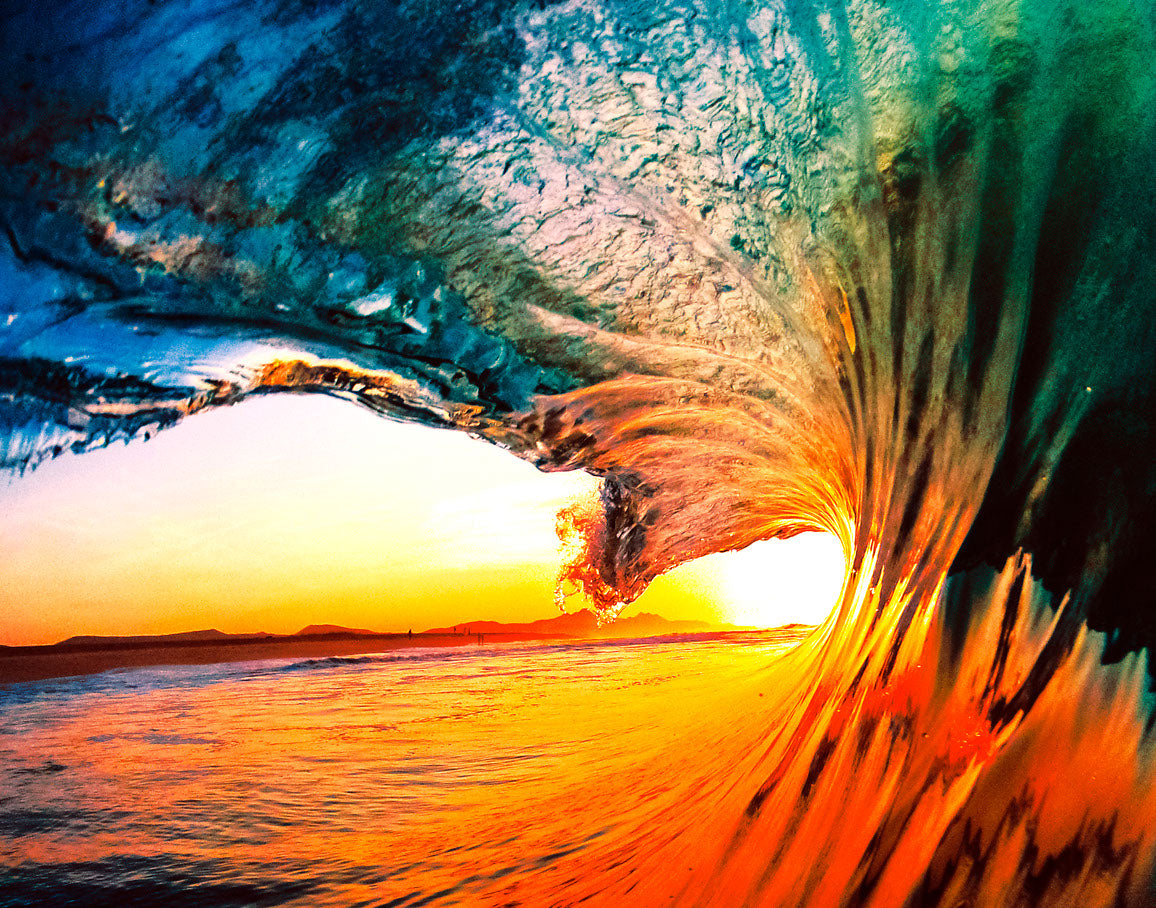 Sea Wave Crashing Sunset View Print 100% Australian Made