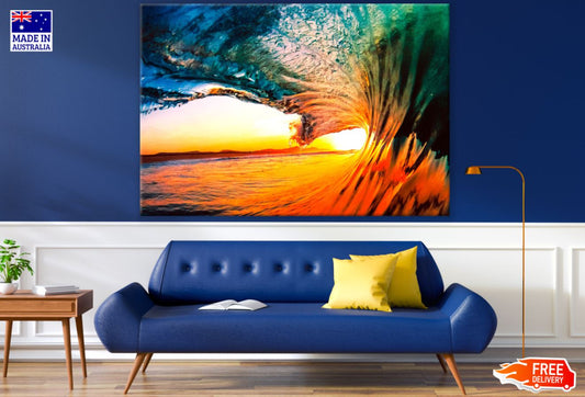 Sea Wave Crashing Sunset View Print 100% Australian Made
